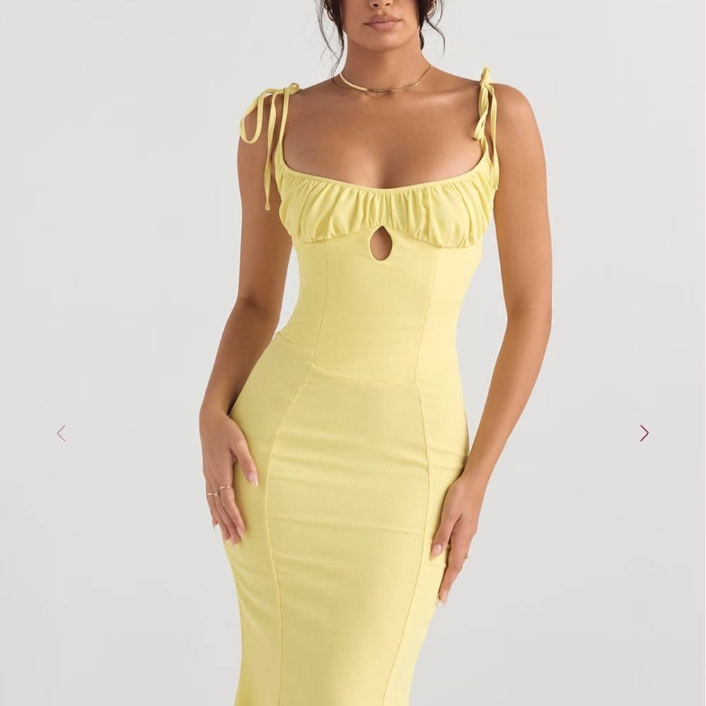 House of CB Soren buttercup cutout midi dress